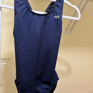 TYR Women's Lapped Durafast Elite Trinity Fit One Piece Swimsuit Size 32 Navy